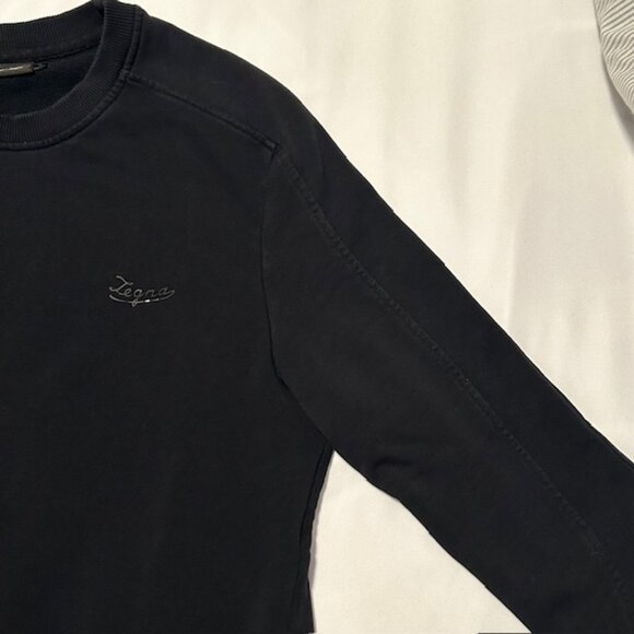 Ermenegildo Zegna Men’s Black Crewneck Sweatshirt – Size L – Raised Logo Detail - Picture 7 of 10